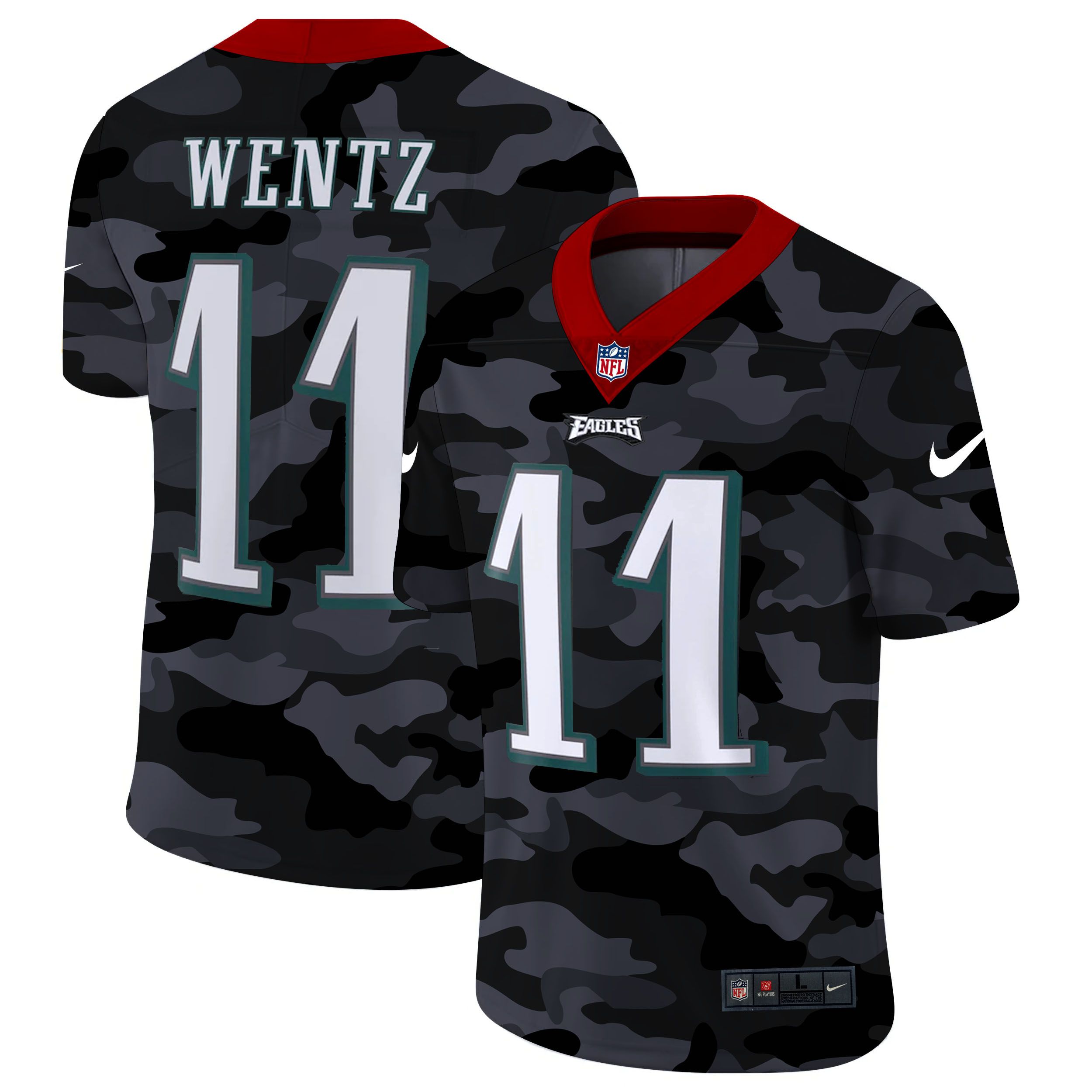 Men Philadelphia Eagles #11 Wentz 2020 Nike Camo Salute to Service Limited NFL Jerseys